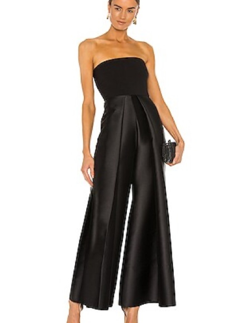 Solace London Strapless Wide-Leg Jumpsuit in Black